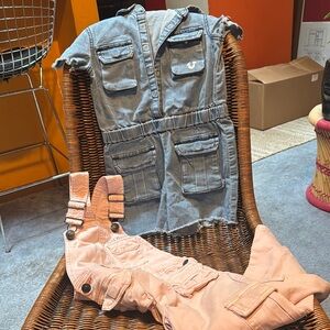 True Religion Denim and Pink Overalls Set (2)gently worn.
